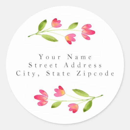 Drie koraalroze Waterverf bloemen Ronde Sticker (Voorkant)