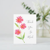 Drie koraalroze Waterverf madeliefjes Bedankkaart (Staand voorkant)