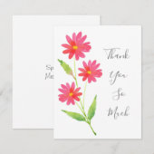 Drie koraalroze Waterverf madeliefjes Bedankkaart (Voorkant / Achterkant)