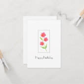 Drie koraalroze Waterverf madeliefjes Kaart (Voorkant / Achterkant in situ)