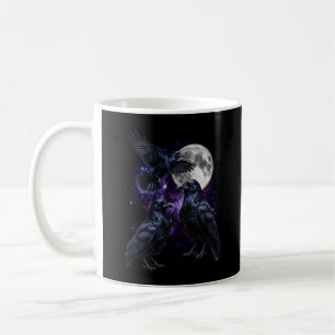Drie Kraai Maan Gotische Kosmische Ruimte Retro Gr Koffiemok