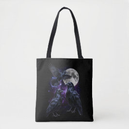 Drie Kraai Maan Gotische Kosmische Ruimte Retro Gr Tote Bag