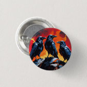 Drie Kraaien Ronde Button 3,2 Cm (Voorkant /achterkant)