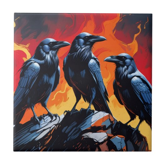 Drie Kraaien Tegeltje (Voorkant)