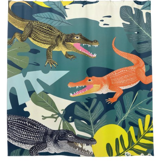 Drie krokodillen douchegordijn (Voorkant)