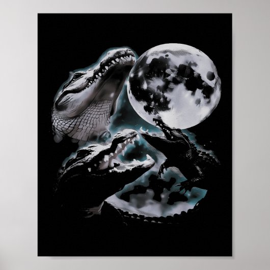 Drie Krokodillen Maan Grappig 3 Alligator Dode Maa Poster (Voorkant)