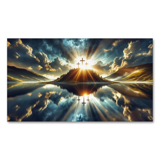 Drie kruisen bij een meer magnetisch visitekaartje (Voorkant)