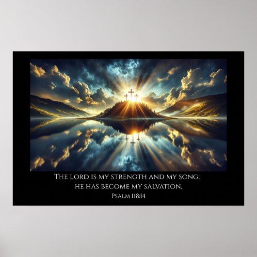 Drie kruisen bij een meer poster (Voorkant)