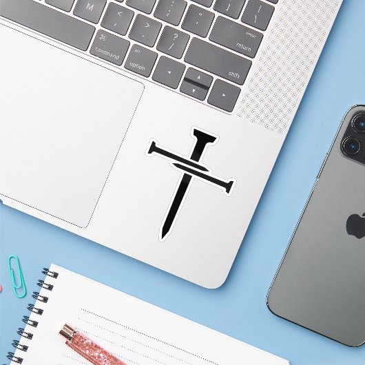 Drie Kruisen Christelijk Kruis Sticker (Laptop met iPhone)
