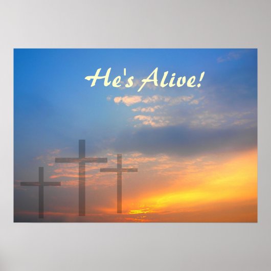 Drie kruisen en zonneschermen poster (Voorkant)