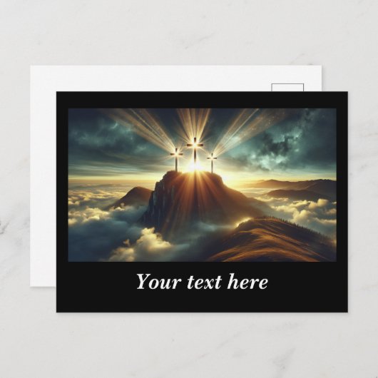 Drie kruisen in een hemels landschap briefkaart (Voorkant / Achterkant)