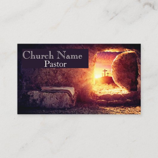 Drie kruisen leeg graf kerkvoorganger visitekaartje (Voorkant)
