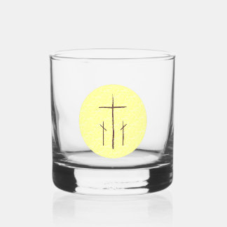 Drie kruisen op Golgotha Geel Whisky Glas