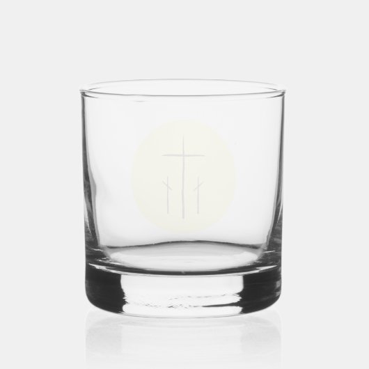 Drie kruisen op Golgotha Geel Whisky Glas (Achterkant)