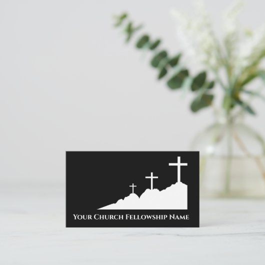 Drie kruisen op Mound Logo2 Visitekaartje (Staand voorkant)