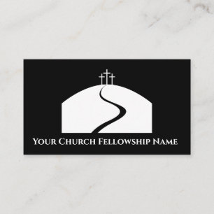 Drie kruisen op Mound Logo Church Pastor Visitekaartje