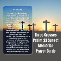 Drie kruisen Psalm 23 Sunset Memorial Prayer Kaart