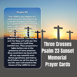 Drie kruisen Psalm 23 Sunset Memorial Prayer Kaart Visitekaartje
