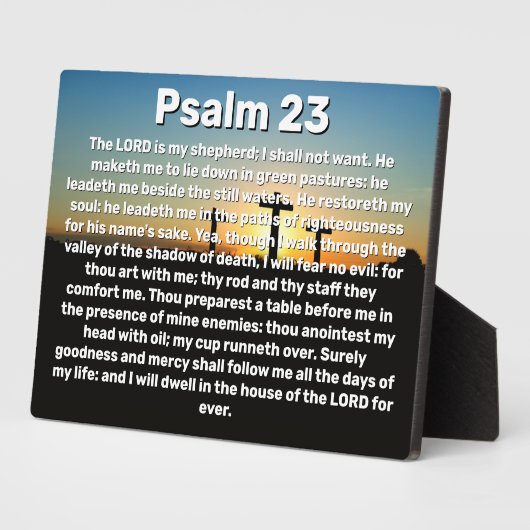 Drie kruisen Psalm 23 Zonsondergang Bijbelvers Fotoplaat (Zijkant)