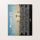Drie kruisen Psalm 23 Zonsondergang Bijbelvers Legpuzzel (Verticaal)