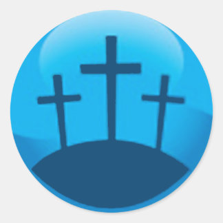 Drie kruisen ronde sticker