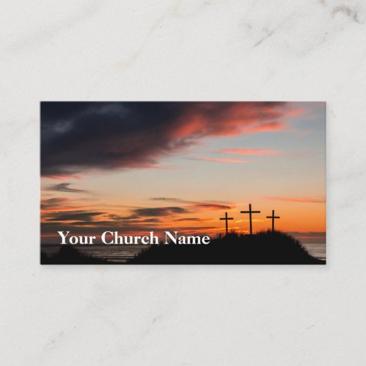 Drie kruisen Sinaasappel Sunset Service Kerkvoorga Visitekaartje (Voorkant)