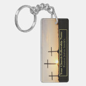 Drie kruisen Sunrise Church Pastor Business Sleutelhanger (Voorkant Links)