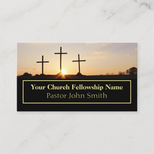 Drie kruisen Sunrise Church Pastor Visitekaartjes (Voorkant)