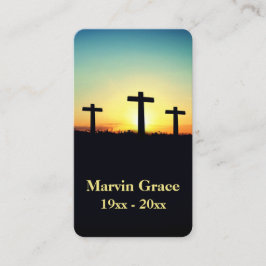 Drie kruisen Sunset Funeral Prayer Kaart Visitekaartje