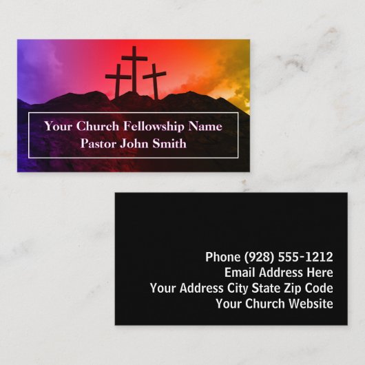 Drie kruisen van de Rainbow Mountain kerk Visitekaartje (Voorkant / Achterkant)