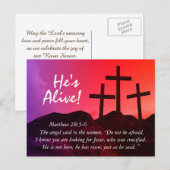 Drie kruisingen 'Hij is levend' paasBriefkaart Feestdagenkaart (Voorkant / Achterkant)