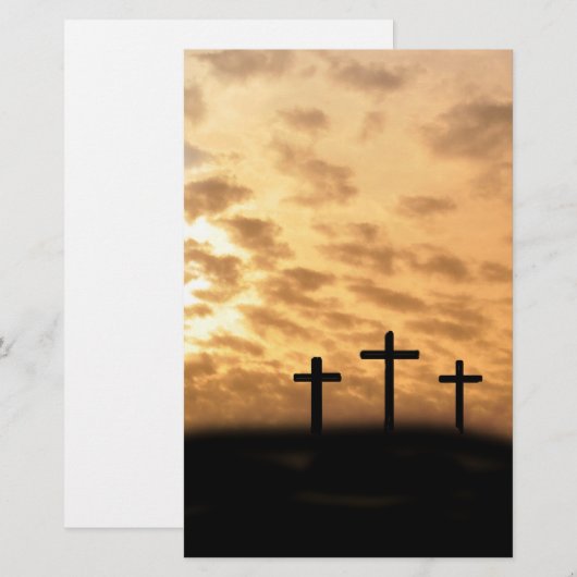Drie kruisingen met een Sunset Easter Briefpapier (Voorkant / Achterkant)