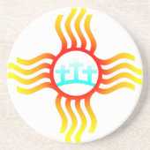 Drie kruisingen Zia-symbool in New Mexico Zandsteen Onderzetter (Voorkant)