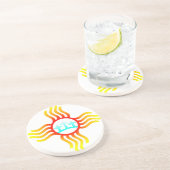 Drie kruisingen Zia-symbool in New Mexico Zandsteen Onderzetter (Zijkant)