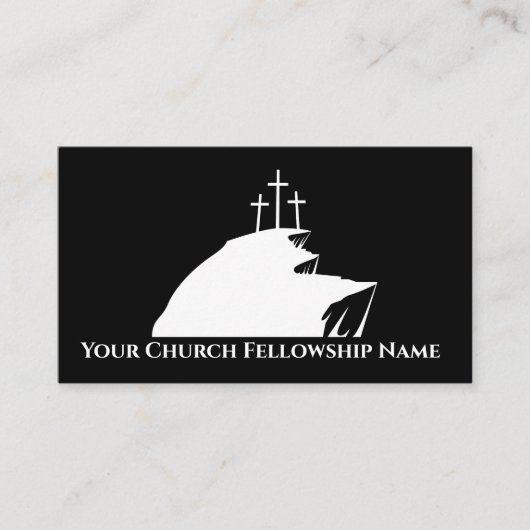 Drie Kruizen Cliff Zwart/Wit Kerk Pastor Visitekaartje (Voorkant)