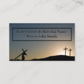 Drie Kruizen Gele Zonsondergang Kerk Visitekaartje (Voorkant)