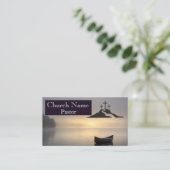 Drie Kruizen Lege Boot Sunrise Kerk Pastor Visitekaartje (Staand voorkant)