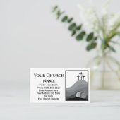 Drie Kruizen Lege Tombe Zwart Wit Kerk Pastor Visitekaartje (Staand voorkant)