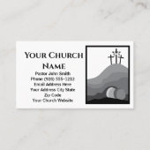 Drie Kruizen Lege Tombe Zwart Wit Kerk Pastor Visitekaartje (Voorkant)