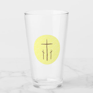 Drie Kruizen op Calvarie Geel Drinkglas Glas