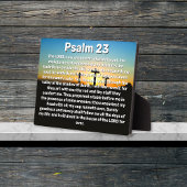 Drie kruizen Psalm 23 Zonsondergang Bijbelvers Fotoplaat