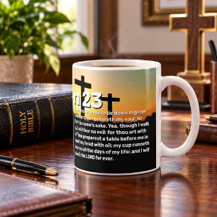 Drie Kruizen Psalm 23 Zonsondergang Bijbelvers Koffiemok