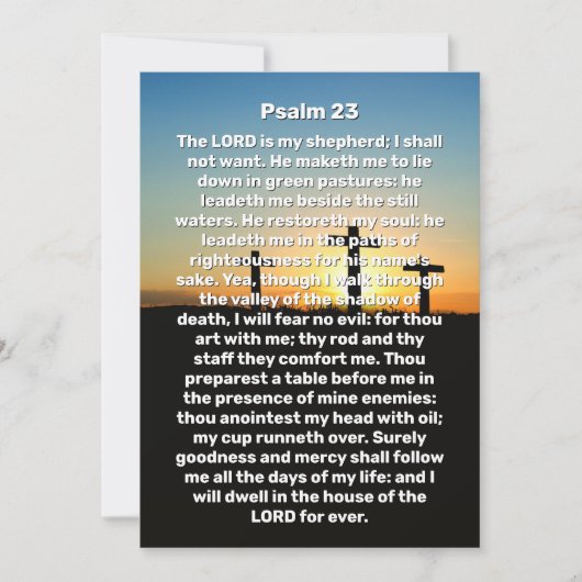 Drie kruizen Psalm 23 Zonsondergang Fijne herinner Kaart (Voorkant)
