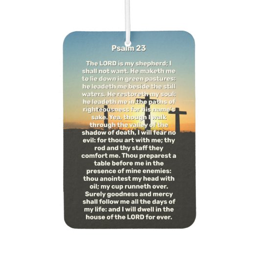 Drie kruizen Psalm 23 Zonsondergang Herdenkings-  Luchtverfrisser (Voorkant)