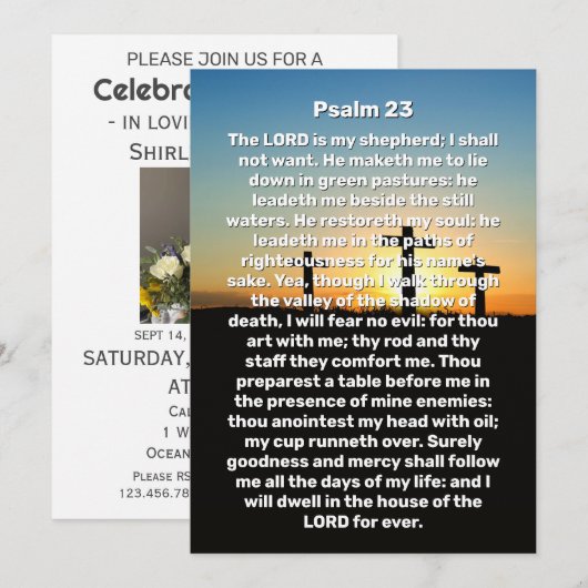 Drie kruizen Psalm 23 Zonsondergang Viering van he Kaart (Voorkant / Achterkant)