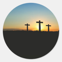 Drie kruizen Zonsondergang Jezus Stickers
