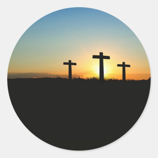 Drie kruizen Zonsondergang Jezus Stickers (Voorkant)