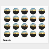 Drie kruizen zonsondergang Jezus-stickers Ronde Sticker (Vel)
