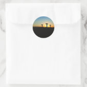 Drie kruizen zonsondergang Jezus-stickers Ronde Sticker (Tas)