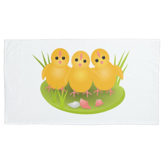 Drie kuikens met eierschaal kussensloop (Voorkant)